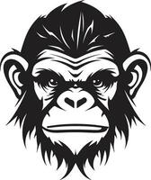 force dans ombres noir faune emblème sauvage sagesse noir chimpanzé icône vecteur