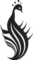 paon sérénité vecteur emblème dans noir royal intrigue noir vecteur paon