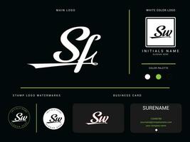 vêtements sf luxe logo, minimaliste mode sf logo icône et l'image de marque conception vecteur