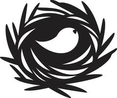 mystique de nidification noir nid emblème dans vecteur éternel refuge noir oiseau nid icône