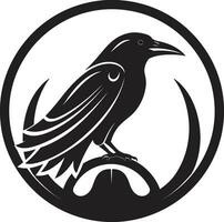 abstrait noir oiseau joint prime corbeau monochrome badge vecteur
