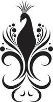 ébène intrigue déchaîné noir vecteur icône à plumes symphonie paon majesté emblème