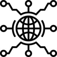 icône de ligne pour le réseautage mondial vecteur