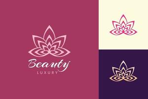 modèle de logo de cosmétiques et de soins de la peau en forme de fleur de luxe vecteur