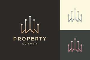 logo d'appartement ou de propriété dans le luxe et la forme futuriste vecteur