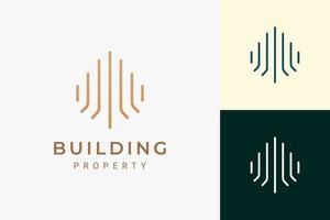logo simple d'immobilier ou d'appartement dans le luxe et la forme futuriste vecteur
