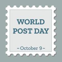 bannière de la journée mondiale de la poste 9 octobre dans un cadre de timbre vide. conception de vacances. vecteur