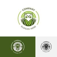 modèle de conception de logo de jardin de hibou vecteur