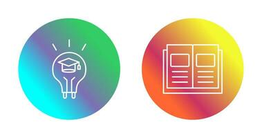 lumière ampoule et ebook icône vecteur