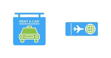 location une voiture et avion des billets icône vecteur