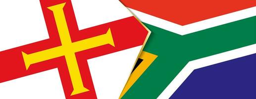Guernesey et Sud Afrique drapeaux, deux vecteur drapeaux.