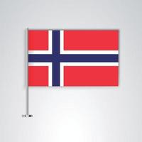 drapeau norvège avec bâton en métal vecteur