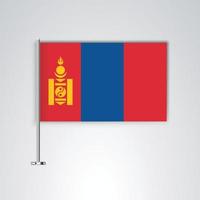 drapeau mongolie avec bâton en métal vecteur