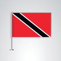 Drapeau de la Trinité-et-Tobago avec bâton en métal vecteur