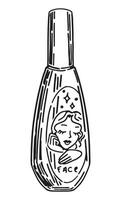 faciale maquillage produit contour clipart. cosmétique soin de la peau équipement esquisser isolé sur blanche. main tiré vecteur illustration.