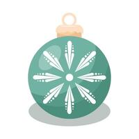 une vert Balle avec une flocon de neige sur une Noël arbre. Noël ornements bibelots. articles de de fête décoration. vecteur illustration