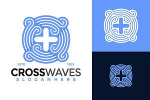 médical traverser vagues logo conception vecteur symbole icône illustration