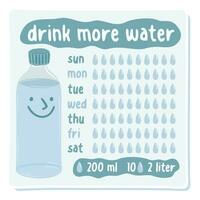 boisson plus l'eau. l'eau équilibre planificateur. Comment beaucoup l'eau vous boisson une journée. vecteur isolé illustration