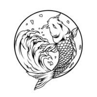 la silhouette du japon poisson koi vecteur
