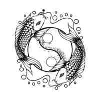 yin yang koi poisson japon silhouette vecteur