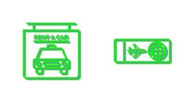 location une voiture et avion des billets icône vecteur