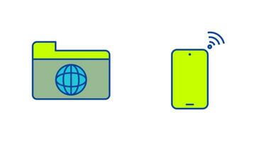 réseau dossier et connecté dispositif icône vecteur