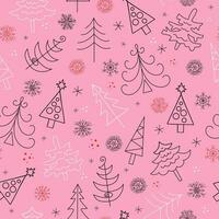 Nouveau années sapin . ensemble de Noël des arbres et flocons de neige dans griffonnage style, Icônes. Nouveau année vecteur illustration. sans couture Contexte. pour décoration de cadeau emballage, textile, fond d'écran.