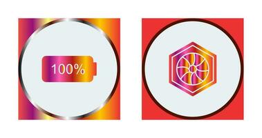 plein batterie et hexagonal diaphragme icône vecteur