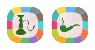 narguilé et allumé fumeur tuyau icône vecteur