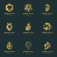 Tête de lion mascotte lion logo set icône vecteur illustration design
