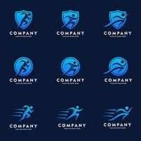 Running man silhouette logo set icône vecteur illustration design