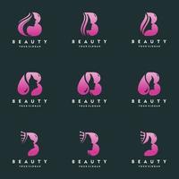 b lettre luxe beauté visage logo set icône vecteur illustration design