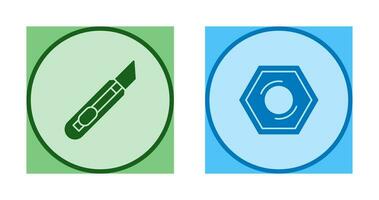 Stationnaire couteau et écrou icône vecteur