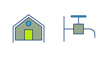 tente et robinet icône vecteur