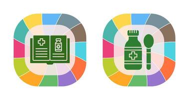 médical livre et sirop icône vecteur