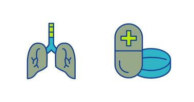 poumon et médicament icône vecteur