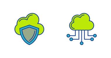 nuage l'informatique et bouclier icône vecteur