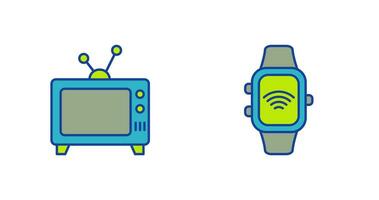 télévision et intelligent regarder icône vecteur