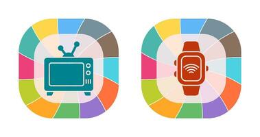 télévision et intelligent regarder icône vecteur