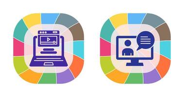 séminaire en ligne et conversation icône vecteur