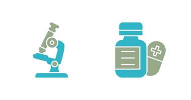 microscope et pilule icône vecteur