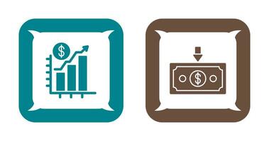 graphique en haut et argent vers le bas icône vecteur