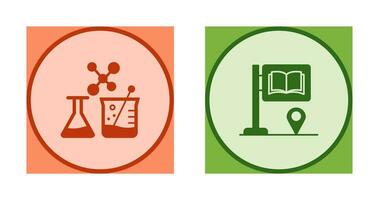 signe planche et chimie icône vecteur