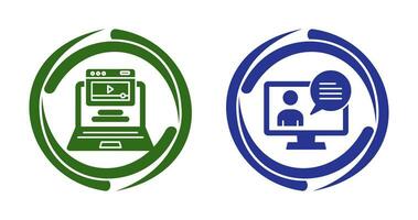 séminaire en ligne et conversation icône vecteur