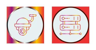 Sécurité caméra et serveur icône vecteur