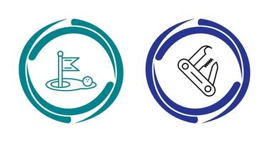 le golf et Suisse armée couteau icône vecteur