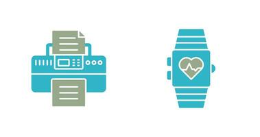 montre intelligente et imprimante icône vecteur