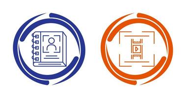 annuaire et vidéo icône vecteur