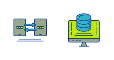 Les données synchronisation et Les données espace de rangement icône vecteur
