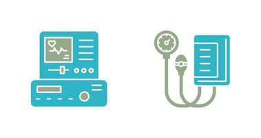 électrocardiogramme et du sang pression jauge icône vecteur